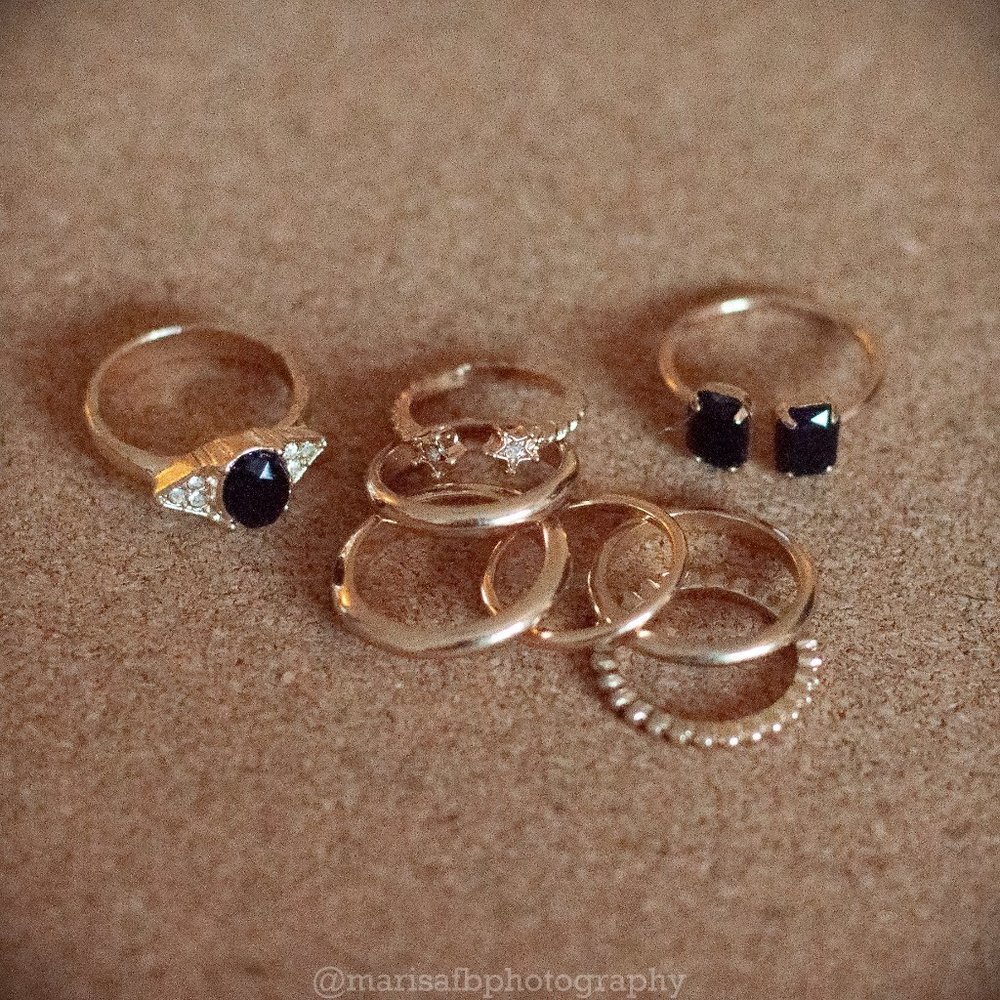 Gold and Black stackable Rings